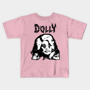 Black metal dolly parton Kids T-Shirt